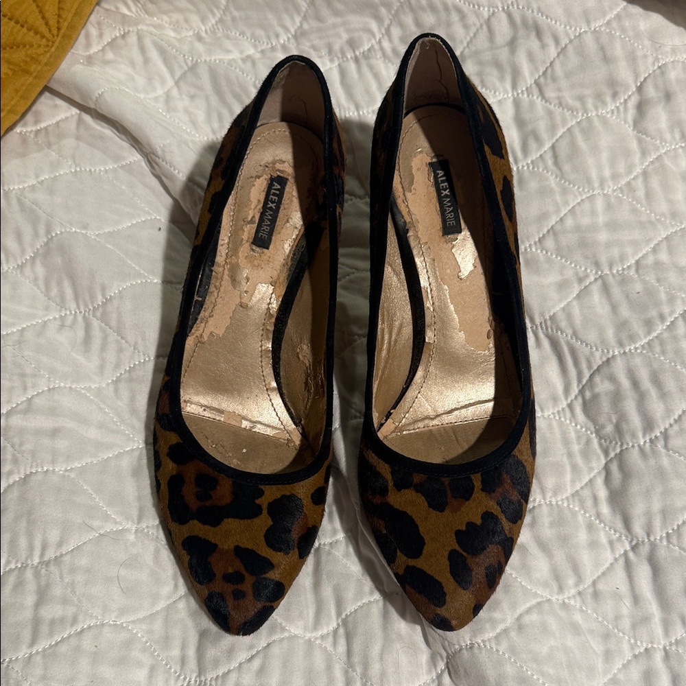 Alex  Marie Brown hair on hide Leopard Print pumps